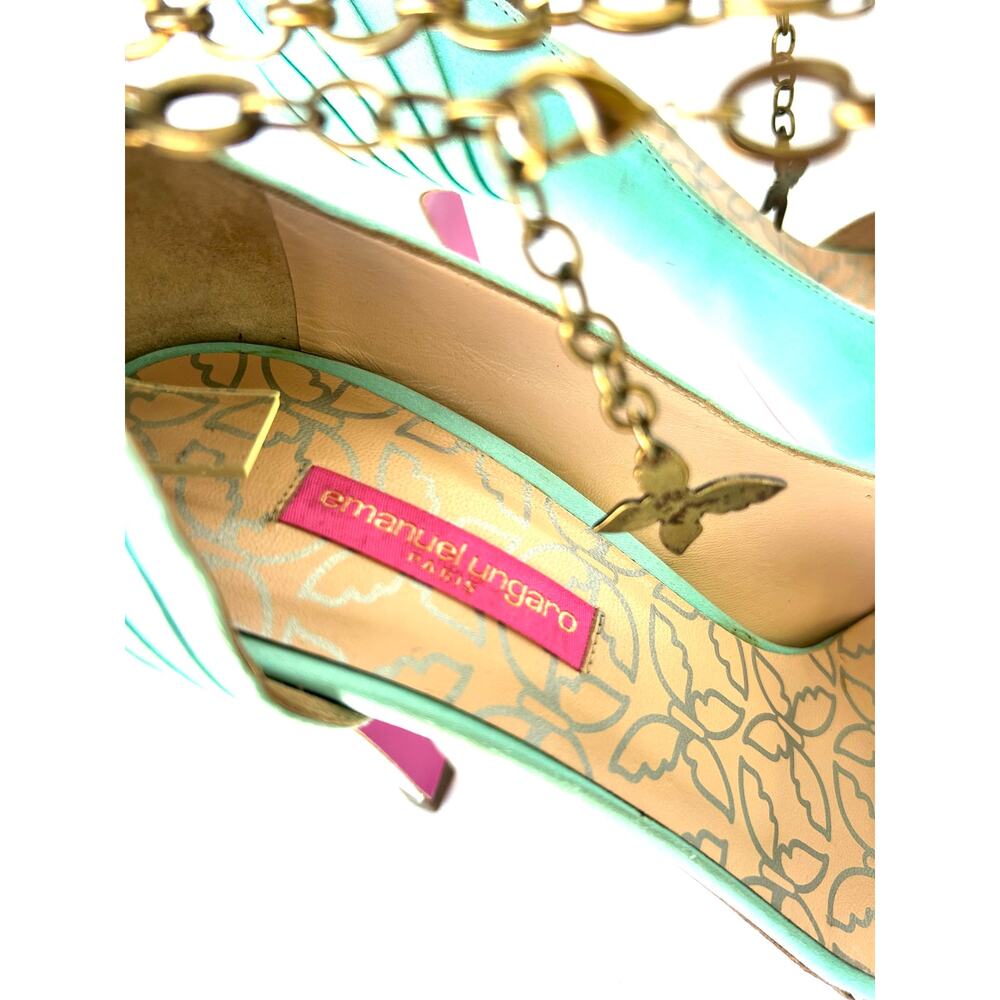 Vintage Y2K Ungaro Butterfly Charm Anklet Chain Heels Green Fairy 39.5 US 9.5 - Picture 9 of 14